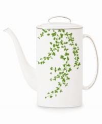 An instant classic from kate spade, this Gardner Street Green coffeepot with lid exudes contemporary elegance. Green stems of foliage flourish on fine white bone china, creating a stylized two-tone floral motif to freshen up your table. An instant classic from kate spade, this Gardner Street Green coffeepot with lid exudes contemporary elegance. Green stems of foliage flourish on fine white bone china, creating a stylized two-tone floral motif to freshen up your table.