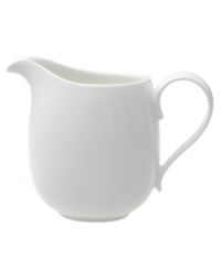 Fresh modern. Sheer white china in a clean round shape inspires simply harmonious dining. A soft fluidity and radiant glaze give this milk jug quiet elegance and lasting appeal. Fresh modern. Sheer white china in a clean round shape inspires simply harmonious dining. A soft fluidity and radiant glaze give this milk jug quiet elegance and lasting appeal.
