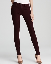 A wine-inspired hue brings fall-ready style to these skinny MARC BY MARC JACOBS jeans, perfect for day or night with nude heels and a silk tee. A wine-inspired hue brings fall-ready style to these skinny MARC BY MARC JACOBS jeans, perfect for day or night with nude heels and a silk tee.