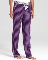 Punchy in purple, these striped sleep pants from Juicy Couture rock with a polka-dot waist and hot pink piping.