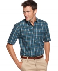 Plaid takes you from the office to dinner in style and so will this short-sleeved shirt from Van Heusen. Plaid takes you from the office to dinner in style and so will this short-sleeved shirt from Van Heusen.