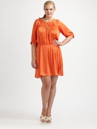 This vibrant design featuring just the right amount of shimmer to turn heads also features a self-tie waist for a more flattering fit.Button details at pleated necklineElbow-length sleevesSelf-tie beltAbout 39 from shoulder to hemViscoseDry cleanImported This vibrant design featuring just the right amount of shimmer to turn heads also features a self-tie waist for a more flattering fit.Button details at pleated necklineElbow-length sleevesSelf-tie beltAbout 39 from shoulder to hemViscoseDry cleanImported