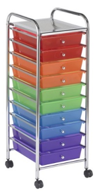 ECR4Kids 10-Drawer Mobile Organizer, Assorted Colors ECR4Kids 10-Drawer Mobile Organizer, Assorted Colors