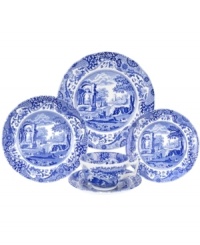 First introduced in 1816, Spode's Blue Italian place settings collection has graced countless tabletops with its quaint country scene and traditional Imari Oriental border in blue and white china. First introduced in 1816, Spode's Blue Italian place settings collection has graced countless tabletops with its quaint country scene and traditional Imari Oriental border in blue and white china.
