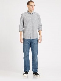 A polished alternative to dark-rinsed denim, this slim-fitting silhouette lends a cool, versatile wash with subtle whiskering and distressing throught the leg.Five-pocket styleInseam, about 32CottonMachine washMade in USA A polished alternative to dark-rinsed denim, this slim-fitting silhouette lends a cool, versatile wash with subtle whiskering and distressing throught the leg.Five-pocket styleInseam, about 32CottonMachine washMade in USA