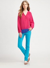 Stretch-cotton jeans offering a classic five-pocket style, slim legs and a pop of color.Double button closureZip flyFive-pocket styleInseam, about 34Cotton/spandexMachine washImported Model shown is 5'10½ (179cm) wearing US size 4. Stretch-cotton jeans offering a classic five-pocket style, slim legs and a pop of color.Double button closureZip flyFive-pocket styleInseam, about 34Cotton/spandexMachine washImported Model shown is 5'10½ (179cm) wearing US size 4.