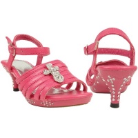 Girls Strappy Cross Rhinestones High Heel Fuchsia Sandals Pageant toddler/youth shoes Girls Strappy Cross Rhinestones High Heel Fuchsia Sandals Pageant toddler/youth shoes