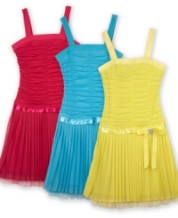 Put a bow on perfect beauty. This dropwaist dress with a twirlable pleated skirt from BCX is perfect for when she wants to look extra-lovely. Put a bow on perfect beauty. This dropwaist dress with a twirlable pleated skirt from BCX is perfect for when she wants to look extra-lovely.