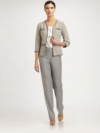 This crisp, clean straight-leg silhouette is rendered in lightweight flannel.Self waistbandZip flyInseam, about 3453% wool/44% viscose/3% spandexDry cleanMade in USA of Italian fabricModel shown is 5'11 (180cm) wearing US size 4. This crisp, clean straight-leg silhouette is rendered in lightweight flannel.Self waistbandZip flyInseam, about 3453% wool/44% viscose/3% spandexDry cleanMade in USA of Italian fabricModel shown is 5'11 (180cm) wearing US size 4.