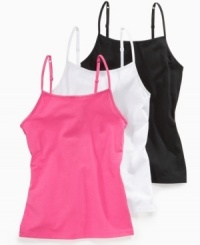 Support her daily routine with the dependable charm of these So Jenni bra camis. Support her daily routine with the dependable charm of these So Jenni bra camis.