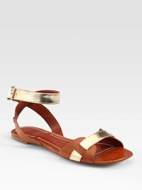 Elizabeth and James Paige strappy leather and metallic sandals 6.5