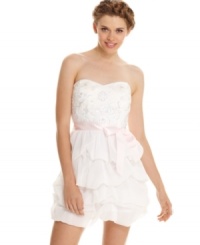 Soft tiers billow across the full a-line skirt of this embroidered and beaded party dress from Roberta! Made for the cutest party girl around! Soft tiers billow across the full a-line skirt of this embroidered and beaded party dress from Roberta! Made for the cutest party girl around!