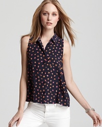 Cheery with cherries, this silk Equipment blouse adds whimsy to any day while its luxe silk texture elevates off-duty separates. Cheery with cherries, this silk Equipment blouse adds whimsy to any day while its luxe silk texture elevates off-duty separates.