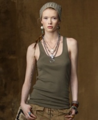 Perfect for layering under just about everything, Denim & Supply Ralph Lauren's ribbed cotton tank with a classic racerback is the epitome of essential style. Perfect for layering under just about everything, Denim & Supply Ralph Lauren's ribbed cotton tank with a classic racerback is the epitome of essential style.
