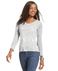 A metallic finish upgrades this petite heathered knit from Style&co. A great addition to your holiday wardrobe! A metallic finish upgrades this petite heathered knit from Style&co. A great addition to your holiday wardrobe!
