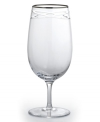 Commemorate a special anniversary with a simply elegant reminder of the time you said, I do. This radiant crystal iced beverage glass is hand-engraved with interlocking bands that symbolize the rings exchanged between bride and groom. A platinum rim provides a graceful finish. Commemorate a special anniversary with a simply elegant reminder of the time you said, I do. This radiant crystal iced beverage glass is hand-engraved with interlocking bands that symbolize the rings exchanged between bride and groom. A platinum rim provides a graceful finish.