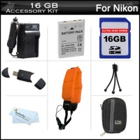 16GB Accessories Kit For Nikon COOLPIX AW110, AW100 Waterproof Digital Camera Includes 16GB High Speed SD Memory Card + Extended Replacement (1100 MAh) EN-EL12 Battery + AC/DC Travel Charger + USB 2.0 Card Reader + Case + FLOAT STRAP ++ 16GB Accessories Kit For Nikon COOLPIX AW110, AW100 Waterproof Digital Camera Includes 16GB High Speed SD Memory Card + Extended Replacement (1100 MAh) EN-EL12 Battery + AC/DC Travel Charger + USB 2.0 Card Reader + Case + FLOAT STRAP ++
