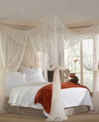 Undeniably romantic, the Majesty canopy takes you away with sweeping panels of sheer mosquito netting. Hang above the bed, or around a sitting area in or outside... it's up to you! Easily hangs from ceiling or four poster bed for a look of regal proportions. Undeniably romantic, the Majesty canopy takes you away with sweeping panels of sheer mosquito netting. Hang above the bed, or around a sitting area in or outside... it's up to you! Easily hangs from ceiling or four poster bed for a look of regal proportions.