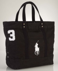 The essential Big Pony tote bag in durable cotton canvas is accented with heritage embroidery, making it the perfect casual carryall for easy travel. The essential Big Pony tote bag in durable cotton canvas is accented with heritage embroidery, making it the perfect casual carryall for easy travel.