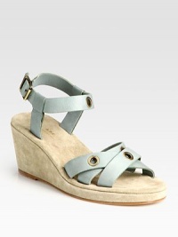 Leather and suede essential with metal grommets and an adjustable ankle strap. Suede wedge, 3 (75mm)Suede platform, 1 (25mm)Compares to a 2 heel (50m)Leather upperSuede liningLeather solePadded insoleImportedOUR FIT MODEL RECOMMENDS ordering true whole size; ½ sizes should order the next whole size up. Leather and suede essential with metal grommets and an adjustable ankle strap. Suede wedge, 3 (75mm)Suede platform, 1 (25mm)Compares to a 2 heel (50m)Leather upperSuede liningLeather solePadded insoleImportedOUR FIT MODEL RECOMMENDS ordering true whole size; ½ sizes should order the next whole size up.