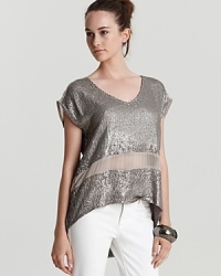 Simmering sequins and sheer panels on this Creative Commune Tee lend the striking silhouette standout status, taking skinny white jeans from day to night with a touch of magic. Simmering sequins and sheer panels on this Creative Commune Tee lend the striking silhouette standout status, taking skinny white jeans from day to night with a touch of magic.