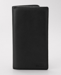 Designed by Fossil for the man on the go, this sleek leather hybrid between a checkbook and a wallet organizes all your essentials without sacrificing style.