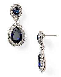 Deep blue stones are surrounded by rhodium plated metal on this pair of earrings from Carolee. With it's refined vibe and delicate drop design, this pair is ready to dress up your evening. Deep blue stones are surrounded by rhodium plated metal on this pair of earrings from Carolee. With it's refined vibe and delicate drop design, this pair is ready to dress up your evening.
