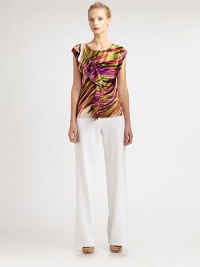 A swirl of vibrant hues creates an irresistible print for this silk top with a chic, asymmetrical ruffle detail.Round neckCap sleevesAsymmetrical ruffle frontAllover printAbout 25 from shoulder to hemSilkDry cleanImportedSIZE & FIT Model shown is 5'10½ (179cm) wearing a US size Small. A swirl of vibrant hues creates an irresistible print for this silk top with a chic, asymmetrical ruffle detail.Round neckCap sleevesAsymmetrical ruffle frontAllover printAbout 25 from shoulder to hemSilkDry cleanImportedSIZE & FIT Model shown is 5'10½ (179cm) wearing a US size Small.