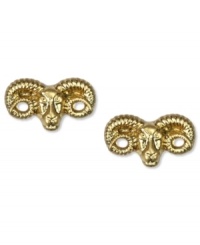 These golden stud earrings from RACHEL Rachel Roy are designed in a ram silhouette. Crafted in worn gold tone mixed metal. Approximate drop: 1/4 inch. Approximate diameter: 1/2 inch. These golden stud earrings from RACHEL Rachel Roy are designed in a ram silhouette. Crafted in worn gold tone mixed metal. Approximate drop: 1/4 inch. Approximate diameter: 1/2 inch.
