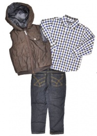 Kenneth Cole Boys 2-7 Toddler Puffy Vest with Plaid Shirt and Jean Kenneth Cole Boys 2-7 Toddler Puffy Vest with Plaid Shirt and Jean