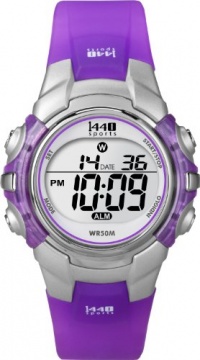Timex Women's T5K459 1440 Sports Digital Silver/Translucent Purple Resin Strap Watch Timex Women's T5K459 1440 Sports Digital Silver/Translucent Purple Resin Strap Watch