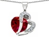 Original Star K(tm) Large 12mm Created Ruby Double Heart Pendant with Sterling Silver Chain