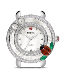 Encrusted with diamonds, Michele's ladybug face flaunts whimsy and megawatt shimmer. Wear the pretty piece to dress up daily looks with nature-inspired luxe. Encrusted with diamonds, Michele's ladybug face flaunts whimsy and megawatt shimmer. Wear the pretty piece to dress up daily looks with nature-inspired luxe.