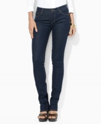 A chic skinny silhouette lends contemporary polish to Lauren Jeans Co.'s classic denim jean, rendered with a hint of stretch for a flattering fit. A chic skinny silhouette lends contemporary polish to Lauren Jeans Co.'s classic denim jean, rendered with a hint of stretch for a flattering fit.