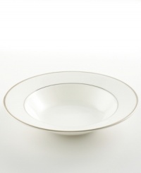 Bright fine china is simply adorned with a band of platinum for an unforgettably elegant table. The Cameo Platinum design from Mikasa's dinnerware and dishes collection is perfect for formal dinners, teas, and luncheons. This vegetable serving bowl's wide rim and flowing lines add a graceful touch to your table. Bright fine china is simply adorned with a band of platinum for an unforgettably elegant table. The Cameo Platinum design from Mikasa's dinnerware and dishes collection is perfect for formal dinners, teas, and luncheons. This vegetable serving bowl's wide rim and flowing lines add a graceful touch to your table.