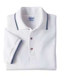 Gildan Men's Pique Polo Shirt With Pinstripe Trim, White/White/Navy, XX-Large Gildan Men's Pique Polo Shirt With Pinstripe Trim, White/White/Navy, XX-Large