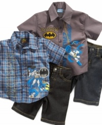 Always on call. He'll be ready to help whenever he's needed in one of these Warner Brothers superhero shirt and short sets from Clubhouse. Always on call. He'll be ready to help whenever he's needed in one of these Warner Brothers superhero shirt and short sets from Clubhouse.