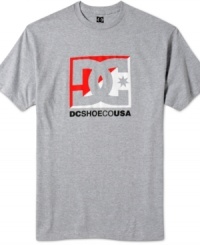 A streetwise logo graphic gives this basic t-shirt from DC Shoes a bold look. A streetwise logo graphic gives this basic t-shirt from DC Shoes a bold look.