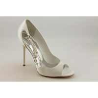 Badgley Mischka Wanda Womens Size 10 White Open Toe Textile Stilettos Shoes Badgley Mischka Wanda Womens Size 10 White Open Toe Textile Stilettos Shoes