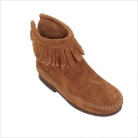 Minnetonka Children's Back Zipper Boot Hardsole Suede Shoes Minnetonka Children's Back Zipper Boot Hardsole Suede Shoes