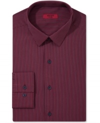 It's easy to make a statement in this striped, fitted dress shirt from Alfani RED. It's easy to make a statement in this striped, fitted dress shirt from Alfani RED.