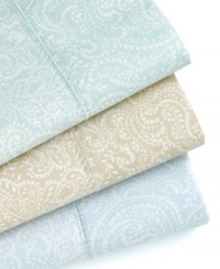 Paisley perfect. In subtle, pastel hues, this fitted sheet from Martha Stewart Collection gives your bed a fresh outlook with a paisley pattern in wrinkle-resistant, 400-thread count cotton percale for a soft hand. Pair with other Martha Stewart Collection bedding for the full effect. Paisley perfect. In subtle, pastel hues, this fitted sheet from Martha Stewart Collection gives your bed a fresh outlook with a paisley pattern in wrinkle-resistant, 400-thread count cotton percale for a soft hand. Pair with other Martha Stewart Collection bedding for the full effect.