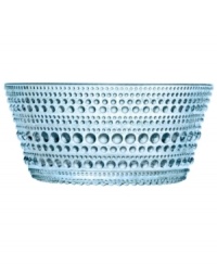 Like dewdrops in the morning sun, the bubbles circling Iittala's Kastehelmi bowl glisten in pressed glass to reflect all the light at your table. A watery blue hue adds to the tranquil nature of the vintage Oiva Toikka design. Like dewdrops in the morning sun, the bubbles circling Iittala's Kastehelmi bowl glisten in pressed glass to reflect all the light at your table. A watery blue hue adds to the tranquil nature of the vintage Oiva Toikka design.