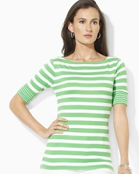 A chic boat neckline infuses the classic cotton jersey Benny tee with breezy, relaxed style. A chic boat neckline infuses the classic cotton jersey Benny tee with breezy, relaxed style.