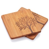 Bambu Coasters with Tree Motif, Set of 4 Bambu Coasters with Tree Motif, Set of 4