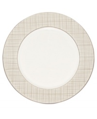 Dressed in a fine diamond grid of bronze and warm taupe, the Veneto dinner plates are tailored for formal dining and everyday elegance in bone china. Dressed in a fine diamond grid of bronze and warm taupe, the Veneto dinner plates are tailored for formal dining and everyday elegance in bone china.