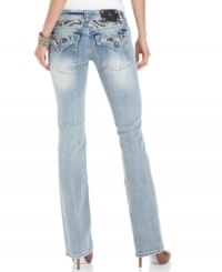 Check out the back pockets on Miss Me's sizzling-hot jeans: studs, appliques and embellishments up the wow! factor by 100 percent! Check out the back pockets on Miss Me's sizzling-hot jeans: studs, appliques and embellishments up the wow! factor by 100 percent!