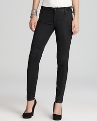 Rocker chic becomes you in these skinny, black washed James jeans, rendered in smooth faux leather. Rocker chic becomes you in these skinny, black washed James jeans, rendered in smooth faux leather.