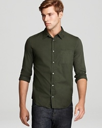 This careful study in subtle contrasts, combining a woven front with a knit sleeve and back, provides you with a distinct sartorial presence. All crafted from soft, organic cotton. From Edun. This careful study in subtle contrasts, combining a woven front with a knit sleeve and back, provides you with a distinct sartorial presence. All crafted from soft, organic cotton. From Edun.