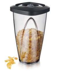 Breakfast at its best. The VacuVin cereal storage container uses vacuum technology to prevent exposure to air, keeping your favorite morning eats fresh, crunchy and ready to enjoy. A special tinted design keeps out harmful light that would otherwise accelerate spoiling. Limited warranty. Breakfast at its best. The VacuVin cereal storage container uses vacuum technology to prevent exposure to air, keeping your favorite morning eats fresh, crunchy and ready to enjoy. A special tinted design keeps out harmful light that would otherwise accelerate spoiling. Limited warranty.